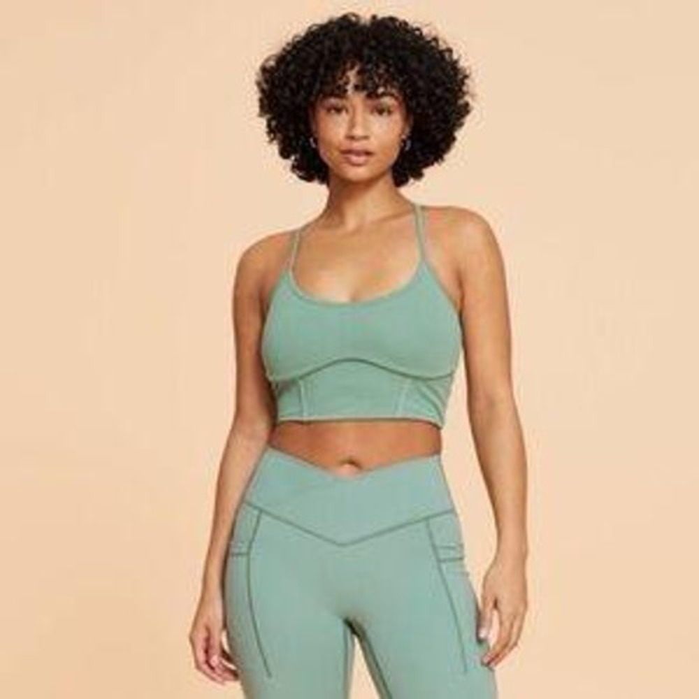 Blogilates Women Crop Bralette Hedge Green Medium RN131291